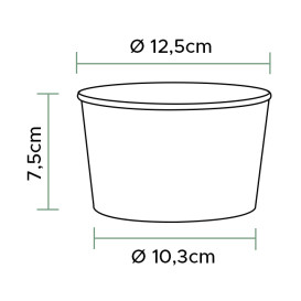 Insalatiera di Cartone Rinnovabile Bianca 635ml Ø12,5cm (360 Pezzi)