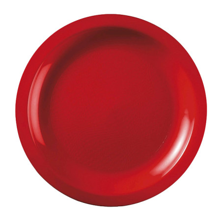 Piatto Duro Riutilizzabile Piano Rosso "Round" PP Ø18,5cm (50 Pezzi)