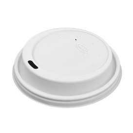 Coperchio di plastica PS "Cappuccino" Bianco Ø9,4cm (1000 Pezzi)