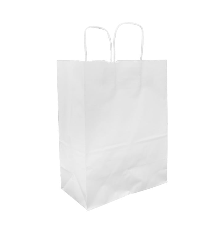 Buste Shopper in Carta Bianca 100g/m² 25+13x33cm (200 Pezzi)