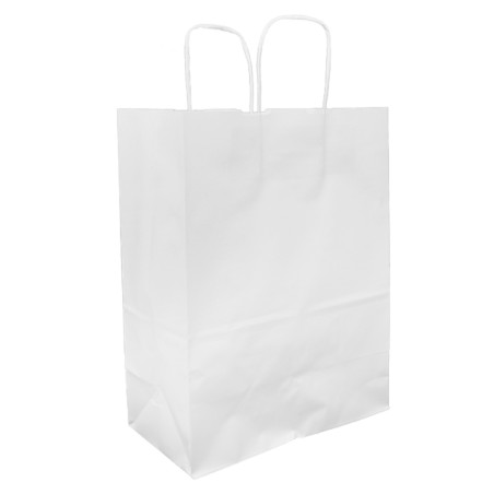 Buste Shopper in Carta Bianca 90g/m² 24+11x32cm (250 Pezzi)