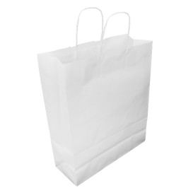 Buste Shopper in Carta Bianca 100g/m² 32+12x41cm (200 Pezzi)