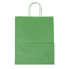 Buste Shopper in Carta Verde 80g/m² 26+14x32cm (50 Pezzi)