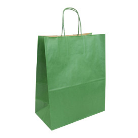 Buste Shopper in Carta Verde 80g/m² 26+14x32cm (50 Pezzi)