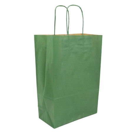 Buste Shopper in Carta Verde 80g/m² 20+10x29cm (50 Pezzi)
