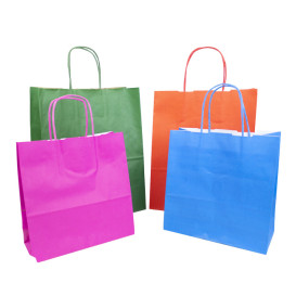 Buste Shopper in Carta Verde 100g/m² 22+9x23cm (25 Pezzi)