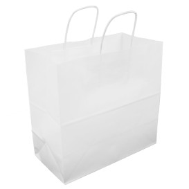 Buste Shopper in Carta Bianca 100g/m² 27+14x26cm (25 Pezzi)