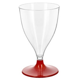 Tazza di PS riutilizzabile acqua/vino Rosso piede 200ml 2P (48 Pezzi)