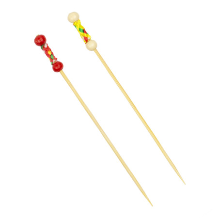 Spiedi di Bambu Giallo e Rosso 12cm (100 Pezzi)