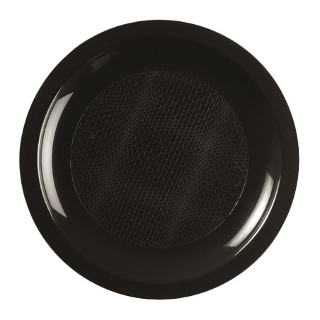 Piatto Duro Riutilizzabile Piano Nero "Round" PP Ø18,5cm (600 Pezzi)