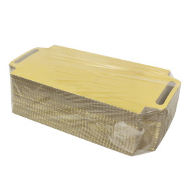 Vassoio Cartone Rettangolo Oro Manici 30x12 cm (100 Pezzi)