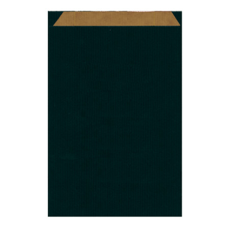 Sacchetto di Carta Kraft Nero 26+9x38cm (125 Pezzi)