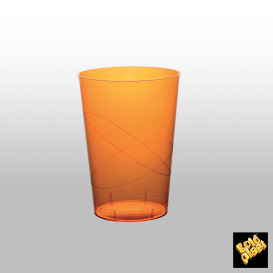 Bicchiere di Plastica Moon Arancione Trasp. PS 230ml (50 Pezzi)