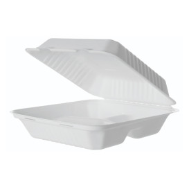 Contenitori Canna da Zucchero + PLA Bianco 3S 23x23x7,5cm (200 Pezzi)