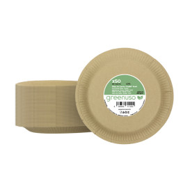 Piatto in Cartone Rondo “Radial” Kraft Ø23cm 200gr/m² (50 Pezzi)