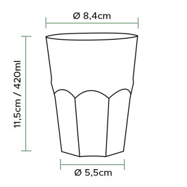 Bicchiere Riutilizzabile Infragibile PP Cocktail Trasp. Ø8,4cm 420ml (20 Pezzi)