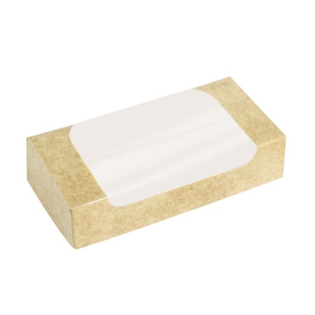 Scatola in Cartone Kraft con Finestra per Pasticceria 20x10,5x5cm (50 Pezzi)