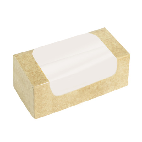 Scatola in Cartone Kraft con Finestra per Pasticceria 19x10x10cm (50 Pezzi)