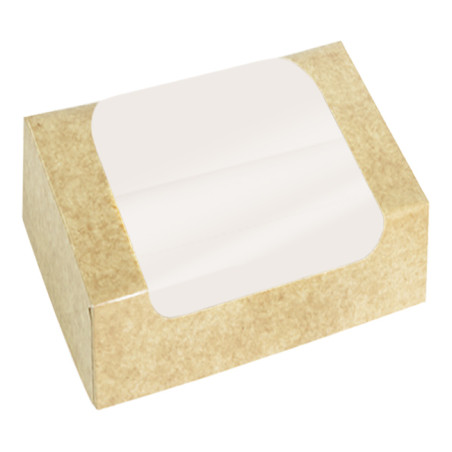 Scatola in Cartone Kraft con Finestra per Pasticceria 25x18x7cm (50 Pezzi)