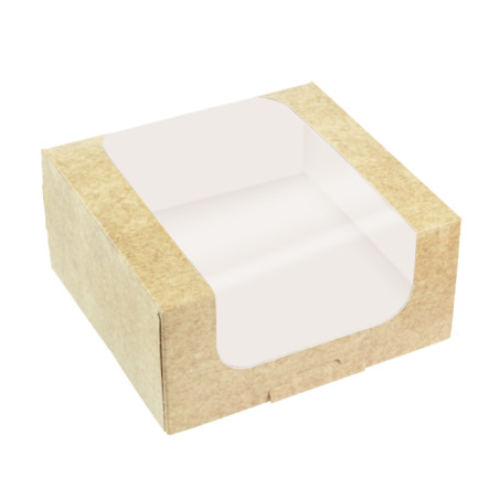 Scatola in Cartone Kraft con Finestra per Panetteria 13x12x5cm (50 Pezzi)