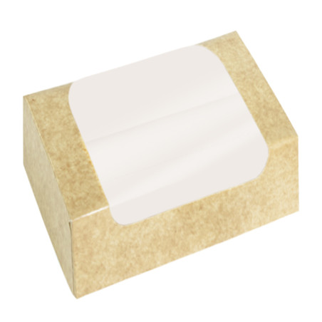 Scatola in Cartone Kraft con Finestra per Pasticceria 18x10x8cm (150 Pezzi)