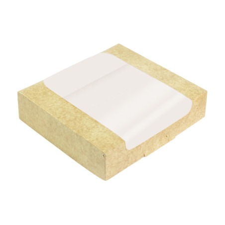 Scatola in Cartone Kraft con Finestra per Panetteria 28x28x10cm (50 Pezzi)