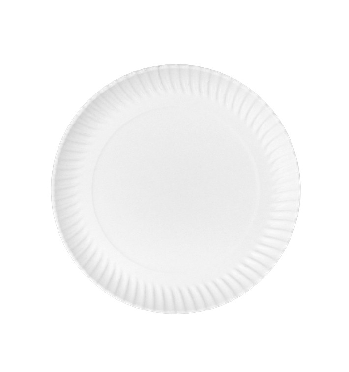 Piatto di Carta Tondo Bianco Ø23cm 450g/m² (50 Pezzi)