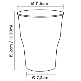 Bicchiere Riutilizzabile PP Trasp. 1.000ml Ø9,4cm (500 Pezzi)