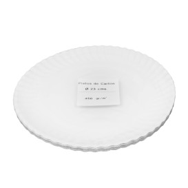 Piatto di Carta Tondo Bianco Ø23cm 450g/m² (50 Pezzi)