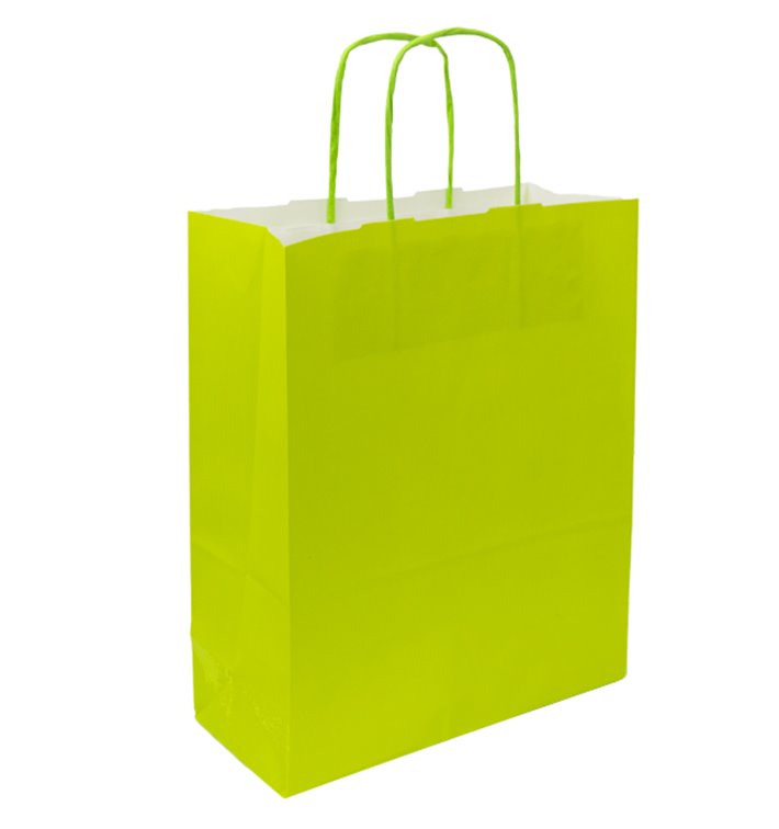 Buste Shopper in Carta Verde 90g/m² 28+10x22 cm (25 Pezzi)