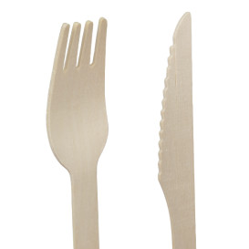 Set Posate Legno Forchetta, Coltello e Cucchiaio (50 Pezzi)