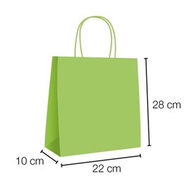 Buste Shopper in Carta Verde 90g/m² 28+10x22 cm (25 Pezzi)