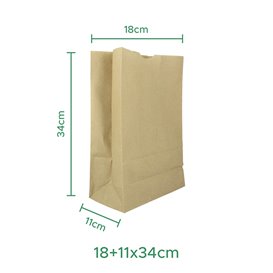 Sacchetto di Carta Kraft 60g/m² 18+11x34cm (500 Pezzi)