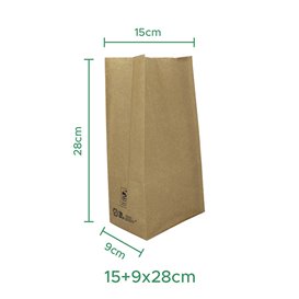 Sacchetto di Carta Kraft 50g/m² 15+9x28cm (25 Pezzi)