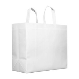 Sacchetto Non Tessuto PREMIUM Grande Bianco 45+20x40cm (25 Pezzi)