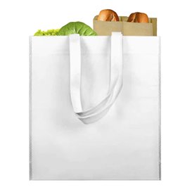 Sacchetto TNT Manico Lungo Bianco 38x42cm (25 Pezzi)