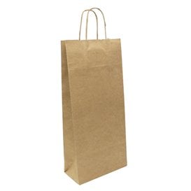 Sacchetti in Carta Kraft per Bottiglie 18+8x39cm (50 Pezzi)