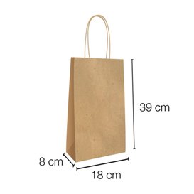 Sacchetti in Carta Kraft per Bottiglie 18+8x39cm (300 Pezzi)