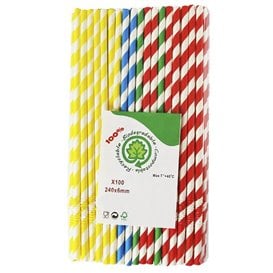 Cannuccia Flessible di Carta Assortimento Ø6mm 23cm (3.000 Pezzi)