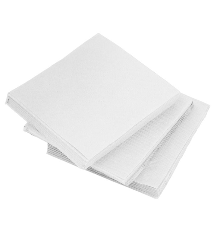 Tovagliolo da Cocktail di Carta Punta Punta 20x20cm 2S Bianco (100 Pezzi)