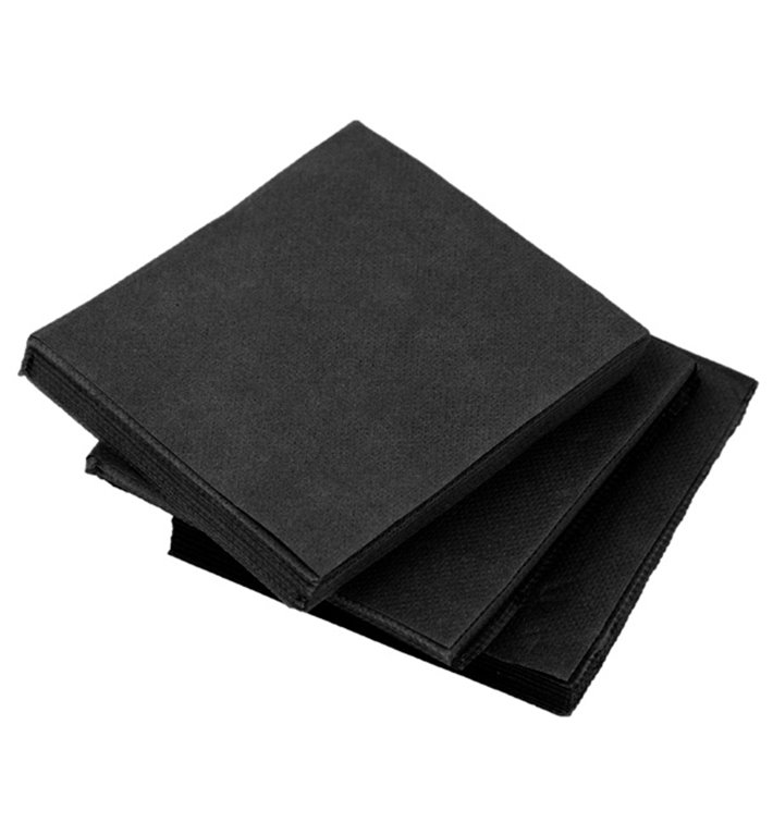 Tovagliolo da Cocktail di Carta Punta Punta 20x20cm Nero (100 Pezzi)