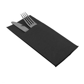 Tovagliolo Portaposate di Carta Micro Point 40x40cm Nero (30 Pezzi)