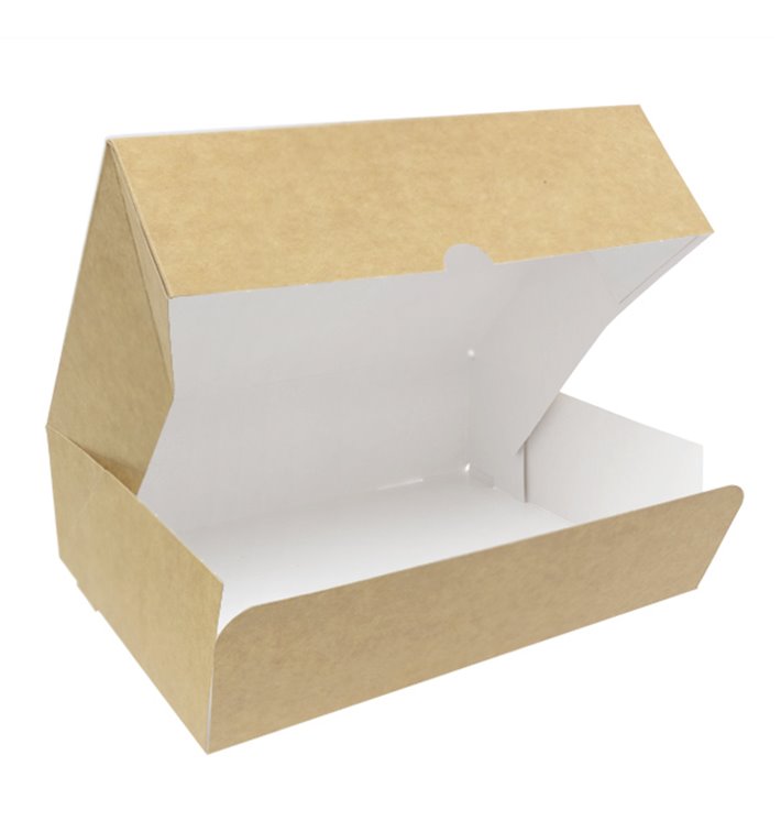 Scatola di Carta Pasticceria Cartone Kraft 20,4x15,8x6cm 1kg (20 Pezzi)